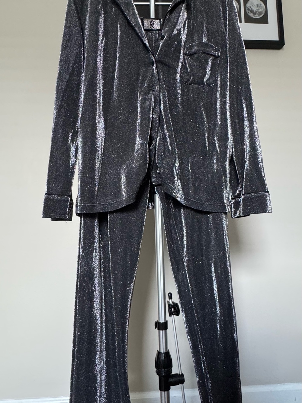 Victoria's Secret Shimmer  Pajama Set - Silver XL